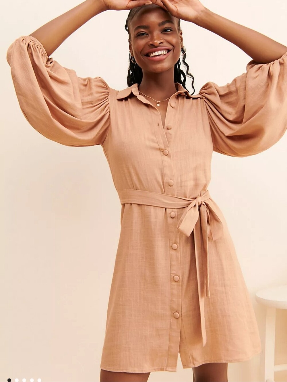 Girl and the Sun x Free People Linen Blend Kimono Sleeve Dress Size Medium